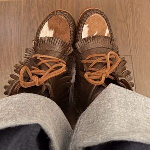 Leather Cowhide Moccasins